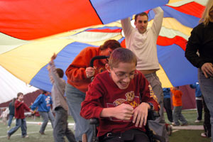 Picture of students participating in the Sports Extavaganza.