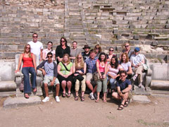 Students visit the theatre in the ancient city of Miletus. 
