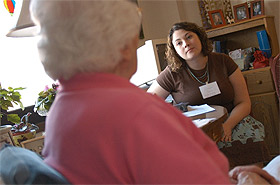 MSW student interviewing older adult