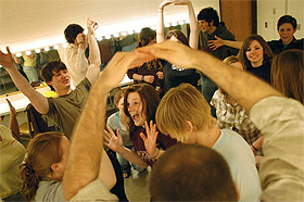Picture of students in an acting workshop.