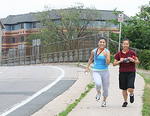 Picture of students running.