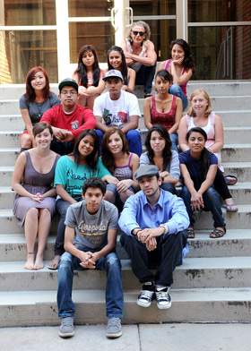 Picture of Boecher with students