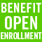 white text that says 'benefit open enrollment' on a green background